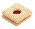 Sandwich biscuits with raspberry vanilla cream and raspberry jam